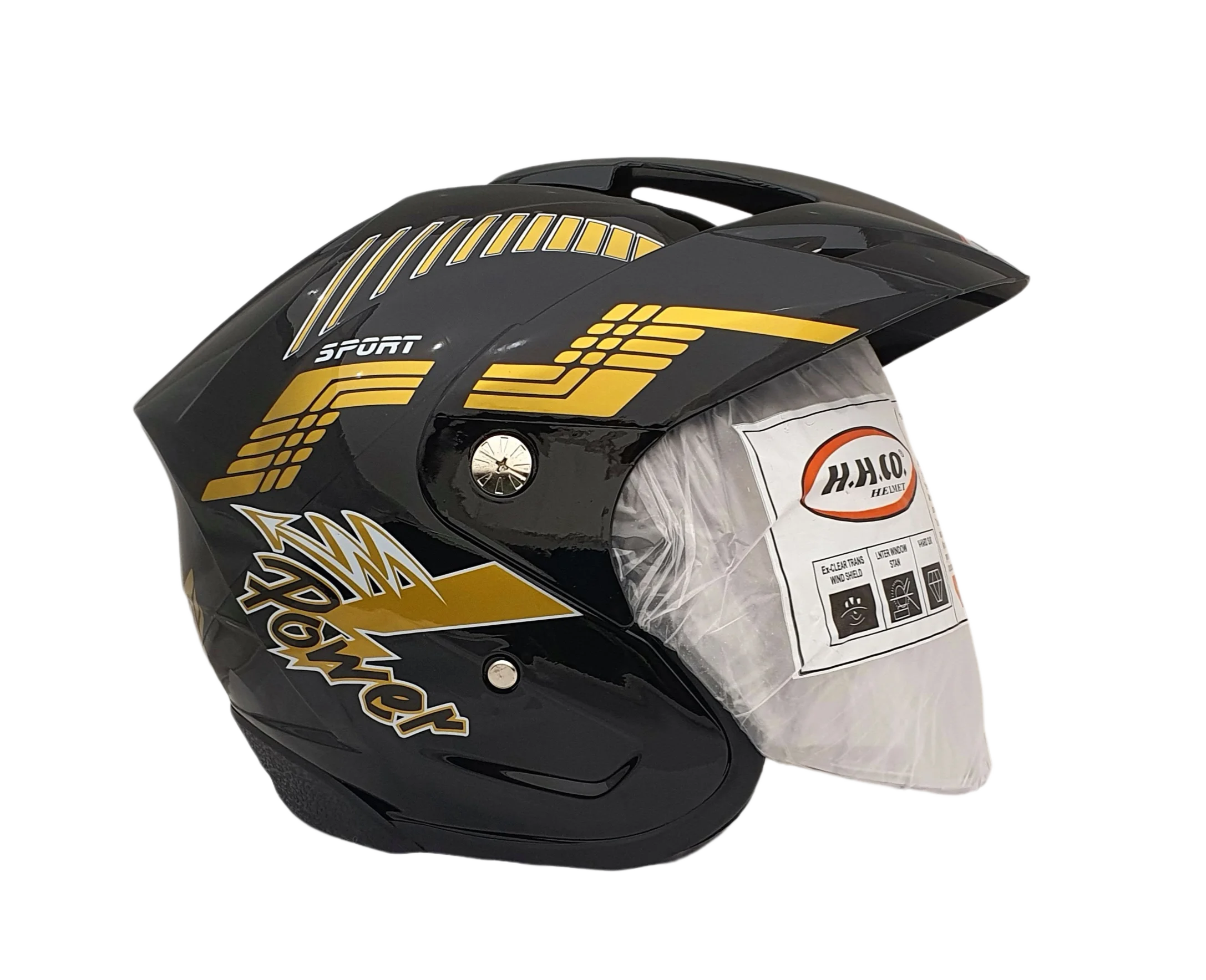 Top view of FLASH POWER BLACK GOLD SHINE Helmet